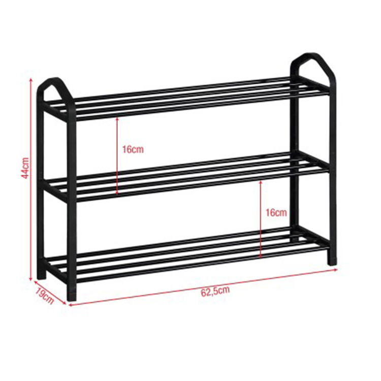 JH-Mech Customized Space-saving Portable Shoe Rack Metal Free Standing Shoe Rack with 3 shelves