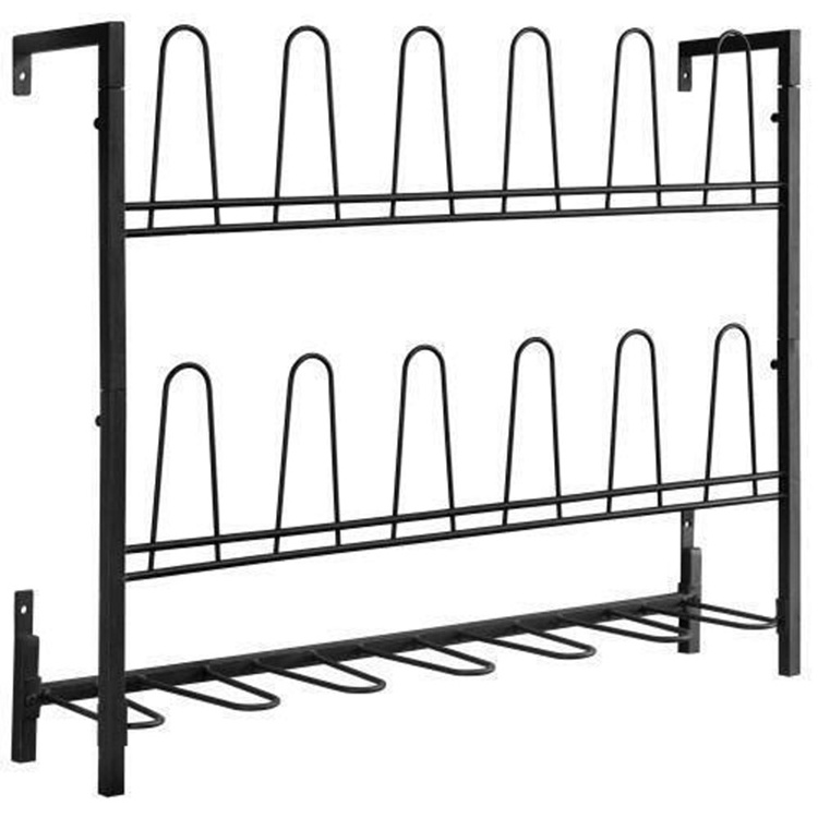 JH-Mech Black Metal Wire Boot Rack Hanging Shoe Organizer Three Layer Wall Mounted Shoe Rack