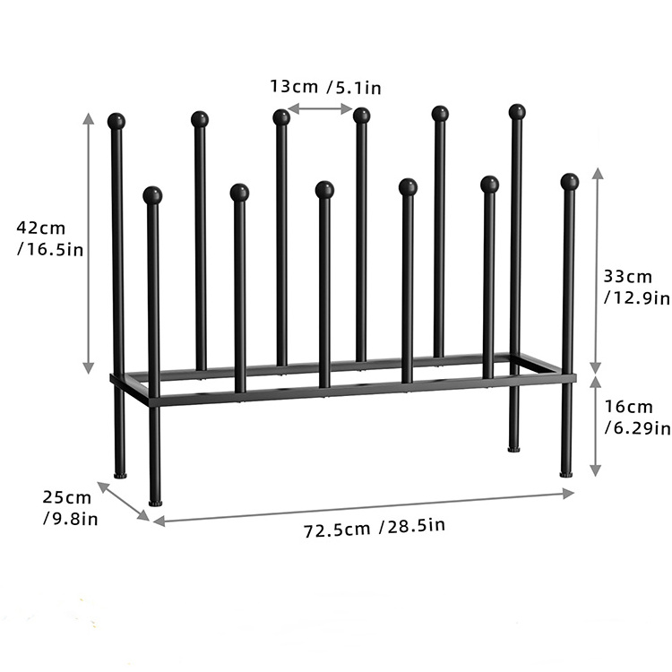 JH-Mech OEM Free Standing Shoe Storage Stand Easy to Install Metal Boot Rack Fit for 6 Pairs