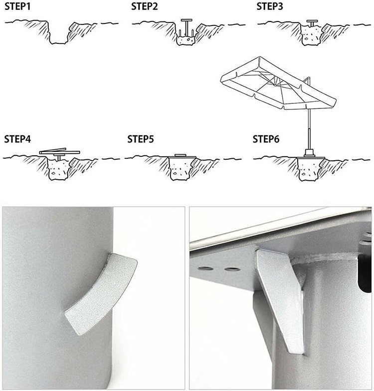 JH-Mech Universal Ground Socket for Sun Parasols Ground Sleeve Umbrella Stand Embedding in Concrete 16inch Metal Parasol Stand