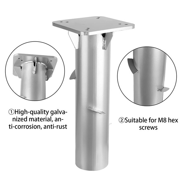 JH-Mech Universal Ground Socket for Sun Parasols Ground Sleeve Umbrella Stand Embedding in Concrete 16inch Metal Parasol Stand