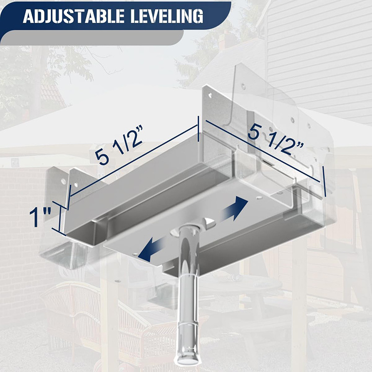 JH-Mech 6x6 Post Base Used for Deck Patio/Gazebo/Pergola Adjustable Metal Post Bracket