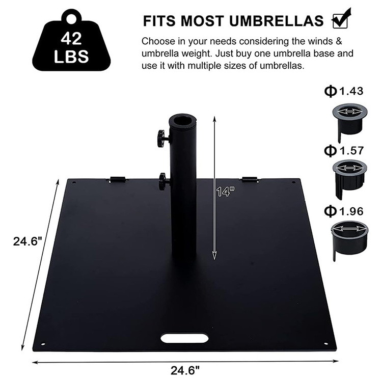 JH-Mech Umbrella Base Stand Garden Backyard Outdoor Patio Space Powder Coated Carbon Steel Black Umbrella Base