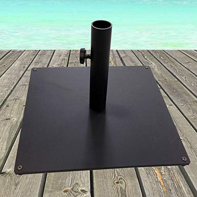 JH-Mech Heavy Duty Outdoor Umbrella Stand Movable Rolling Plate Patio Black Severe Wind Weather Carbon Steel Umbrella Base