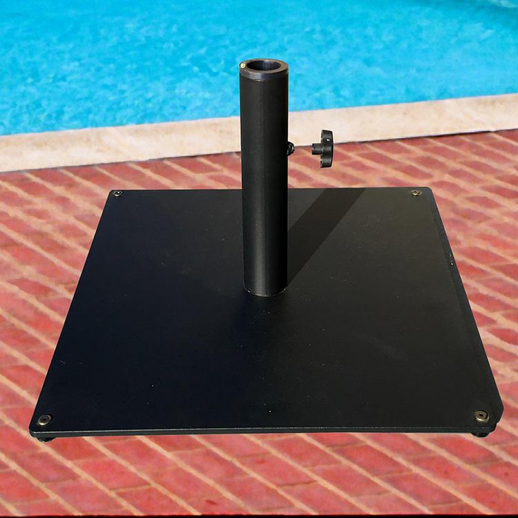 JH-Mech Heavy Duty Outdoor Umbrella Stand Movable Rolling Plate Patio Black Severe Wind Weather Carbon Steel Umbrella Base