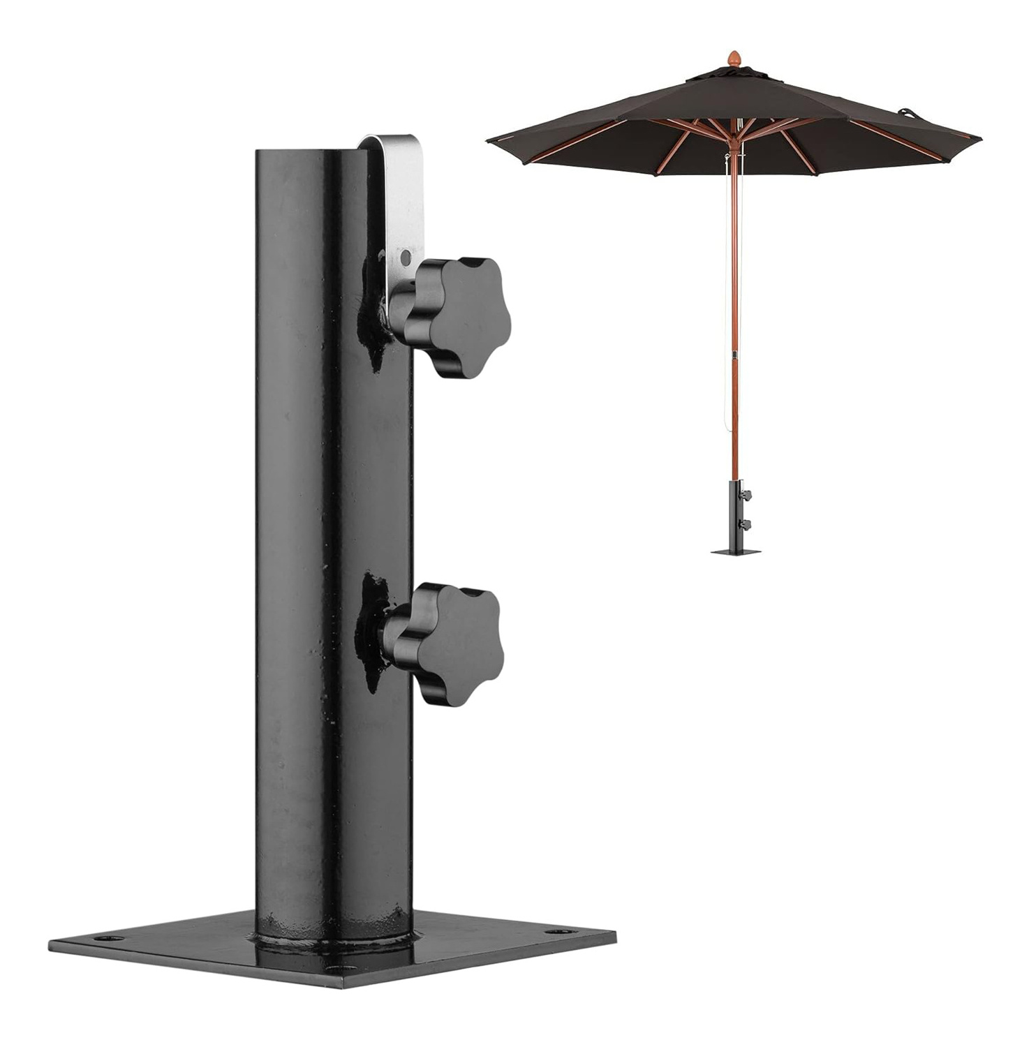 JH-Mech Heavy Duty Deck Mount Outdoor for Decks Patios Pontoons Picnic Tables Carbon Steel Umbrella Base