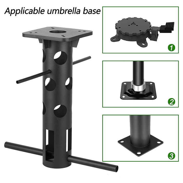 JH-Mech High Quality Patio Umbrella Stand Base Universal Ground Anchor for Offset Cantilever Stainless Steel Umbrella Base