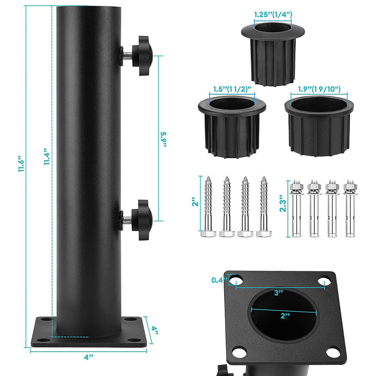 JH-Mech Patio Table Outdoor Deck Umbrella Mount Hand Turn Knob Fitting Poles Table Balcony Decks Docks Backyard Umbrella Base