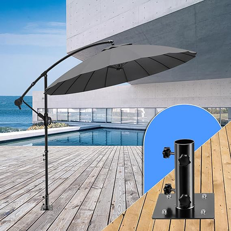 JH-Mech Outdoor with Ground Spike Fixing Decks Concrete Wooden Decks Lawns Mount Metal Umbrella Stand Base