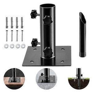 JH-Mech Outdoor with Ground Spike Fixing Decks Concrete Wooden Decks Lawns Mount Metal Umbrella Stand Base