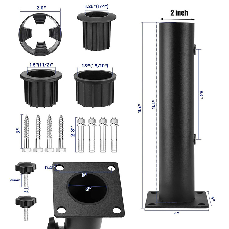 JH-Mech Mount Umbrella Holder Outdoor Mount for Patio Table Balcony Decks Docks Adjustable Steel Patio Umbrellas Bases