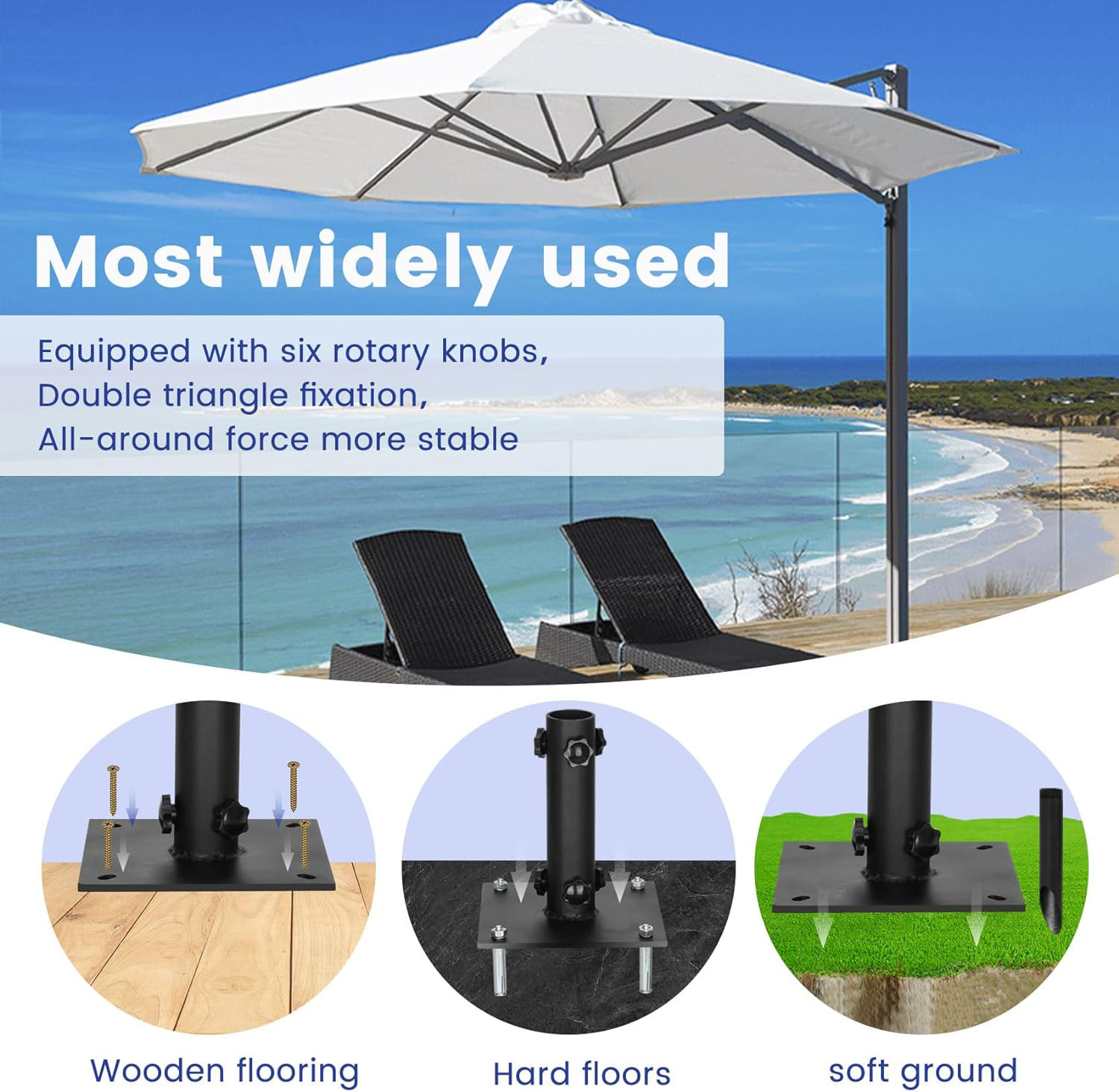 JH-Mech Upgraded Umbrella Holder Outdoor Anchor for Wood Beach Grass Carbon Steel Patio Umbrellas Bases