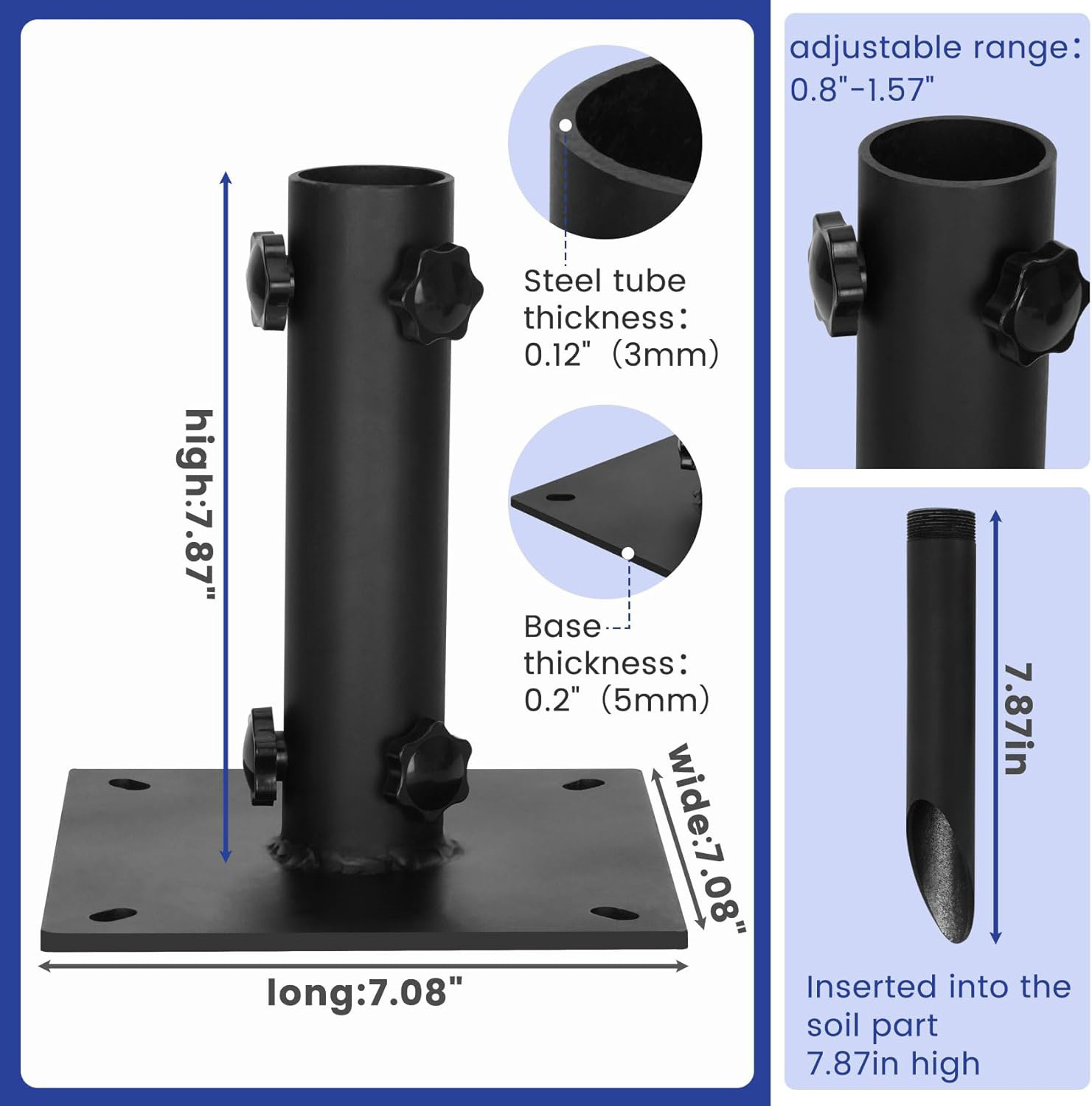 JH-Mech Upgraded Umbrella Holder Outdoor Anchor for Wood Beach Grass Carbon Steel Patio Umbrellas Bases