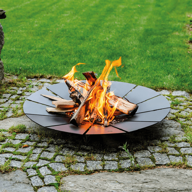 JH-Mech Fire Pit Bowl Cast Iron With Heat-Resistant Coating Outdoor Fire Pits