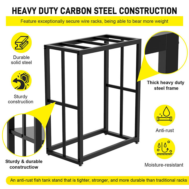 JH-Mech Versatile Design Double Layer Metal Aquarium Stand with Storage High Quality 20 Gallon Steel Fish Tank Stand