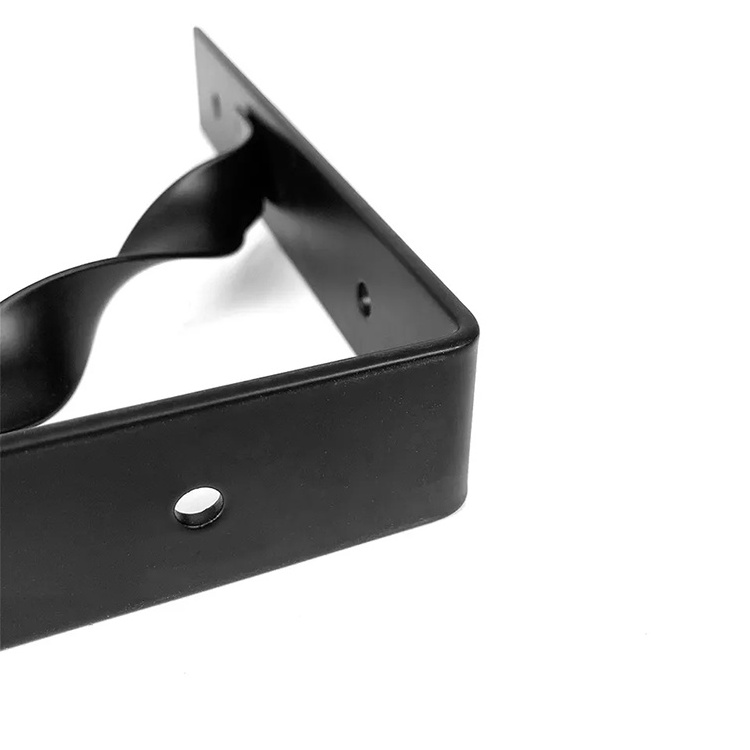 JH-Mech Heavy Duty Triangle Twisted Wall Shelf Bracket Black Metal Floating Shelf Bracket