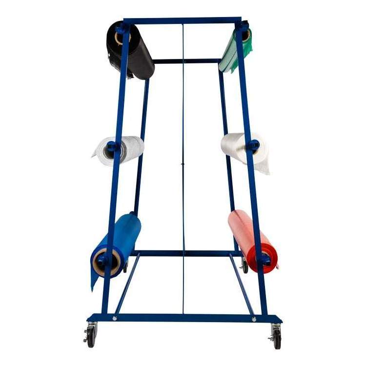 JH-Mech Fabric Roll Racks 6 Roller Capacity Durable Design Metal Fabric Rolling Display Rack Textile Fabric Roll Rack