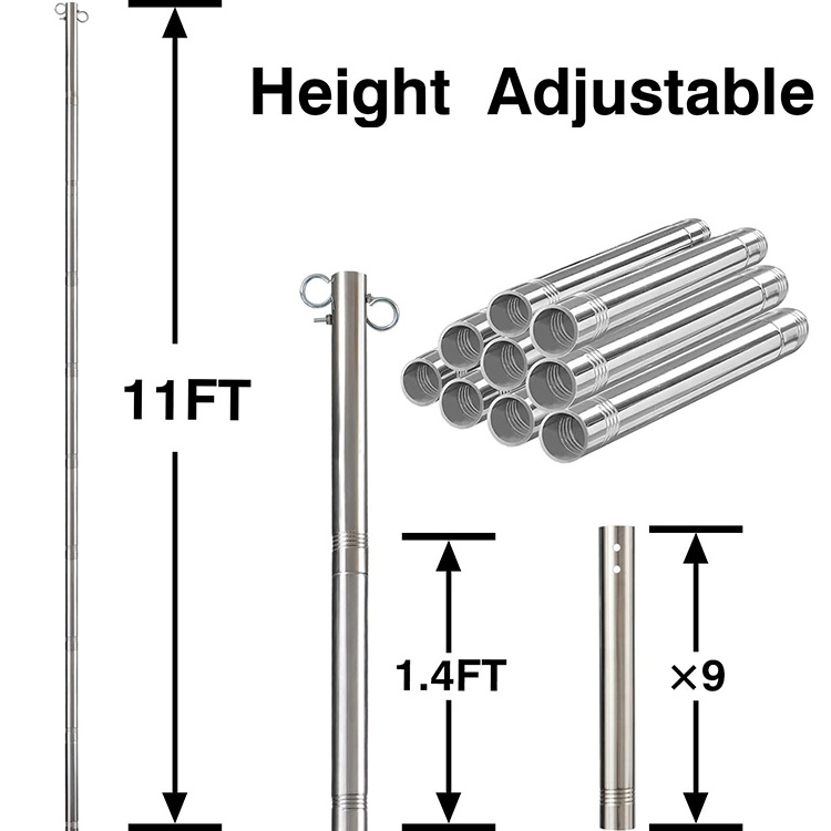 JH-Mech Shade Sail Canopy Pole Custom Heavy Duty Poles coated Stainless Steel Shade Sail Pole with Two Types of Hooks