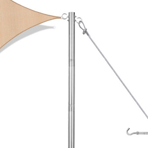 JH-Mech Shade Sail Canopy Pole Custom Heavy Duty Poles coated Stainless Steel Shade Sail Pole with Two Types of Hooks