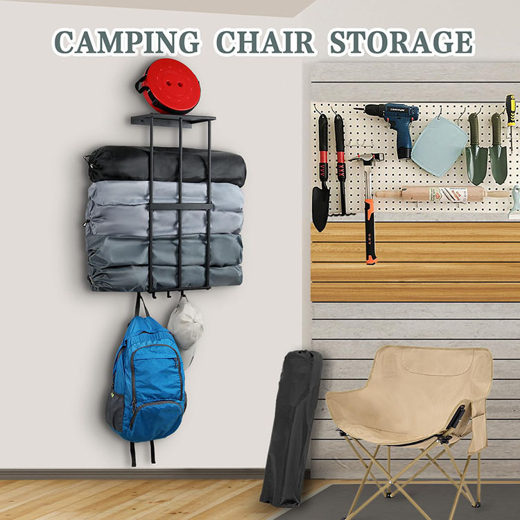 JH-Mech Premium Quality Garage Chair Organizer Umbrella Holder Yoga mat Holder Camping Chair Wall Storage Rack