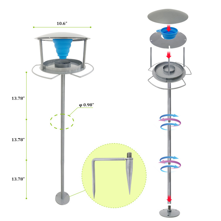 JH-Mech Automatic Feeder Rubber Bowl Ground or Base Installation Powder Coating Metal Bird Feeder