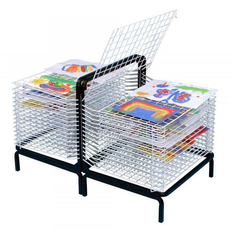 JH-Mech Easy Cleaning Foldable Spring Loaded Art Drying Rack 40 Shelf Table Top Paint Drying Rack