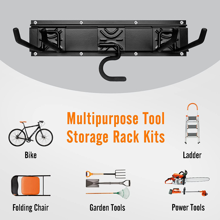 JH-Mech ODM Garden Tool Storage Rack Custom Hanging Landscaping Equipment Ladders Sport Gears Hoses Garage Tool Organizer