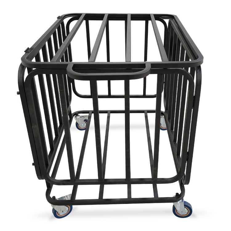 JH-Mech Basketball Storage Rack Foldable With Lockable Lid For Gym School Metal Ball Carrier Cart