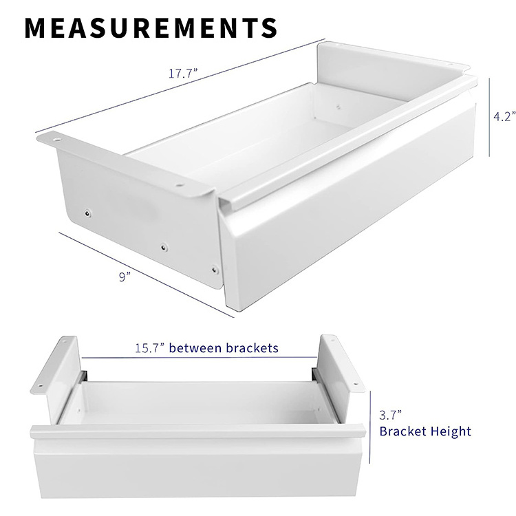 JH-Mech Under Desk Storage Drawer Customized High Quality White Sliding Reduce Clutter Under Desk Organizer Drawer