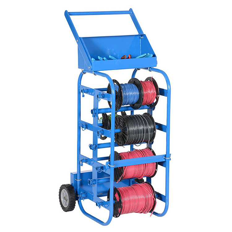 JH-Mech Cable Reel Dolly For Warehouse High Loading Durable Electrical Wires Storage Steel Wire Dispenser