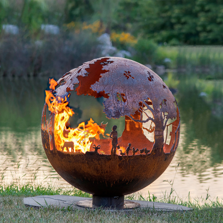 JH-Mech Fire Pit Sphere Outdoor Furniture Steel Globe Metal Sphere Fire Pit