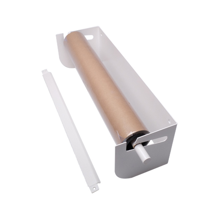 JH-Mech Wall Mounted Kraft Paper Roll Holder Dispenser with Cutter Bar Fit 24