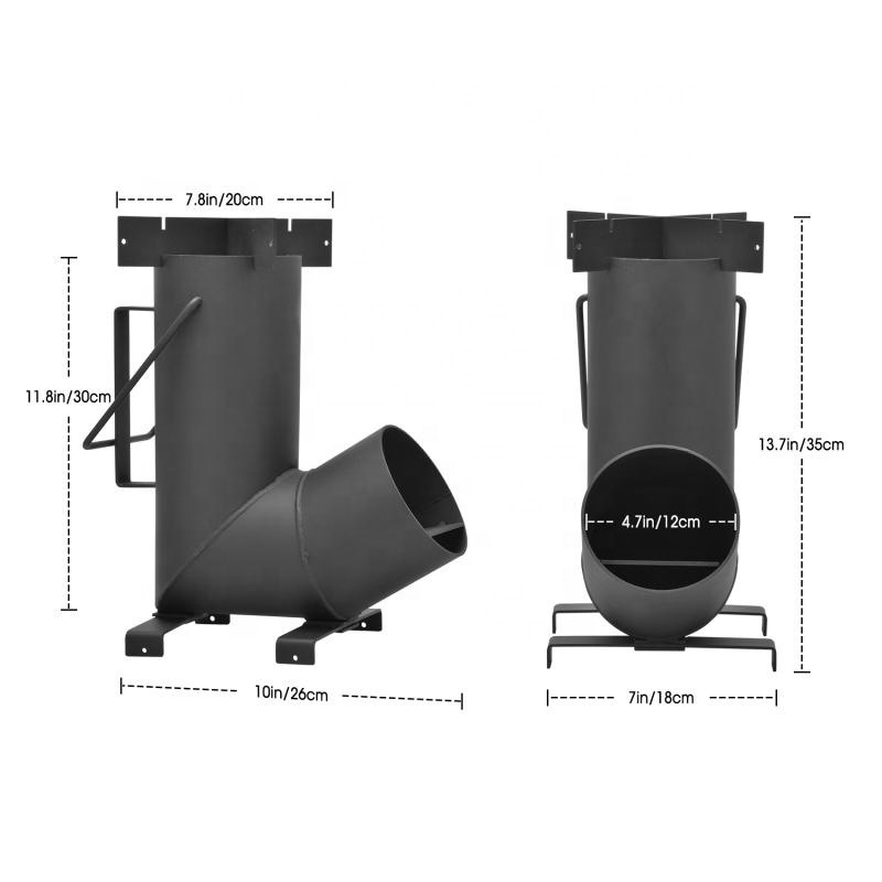 JH-Mech Portable Circular Shape Outdoor Wood Burning And Cooking Camping Rocket Stove