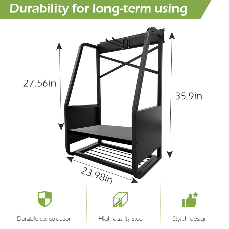 JH-Mech Golf Bag Garage Storage Rack ODM Wall Mounted Black Powder Coated Carbon Steel Golf Club Organizer