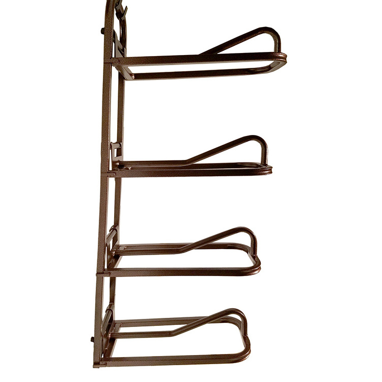 JH-Mech Wall Mount 4 Tier Frame Saddle Hanging With Four Fully Adjustable Saddle Arms Metal Horse Saddle Rack