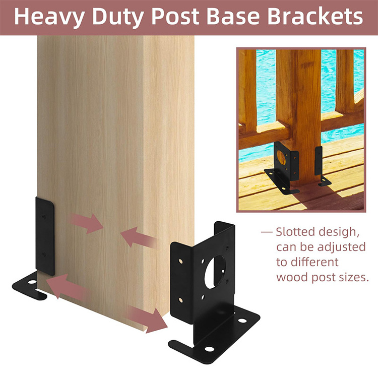 JH-Mech Post Holder Customized High Quality Wood Fence Pergola Brackets Carbon Steel Posts Base Plates