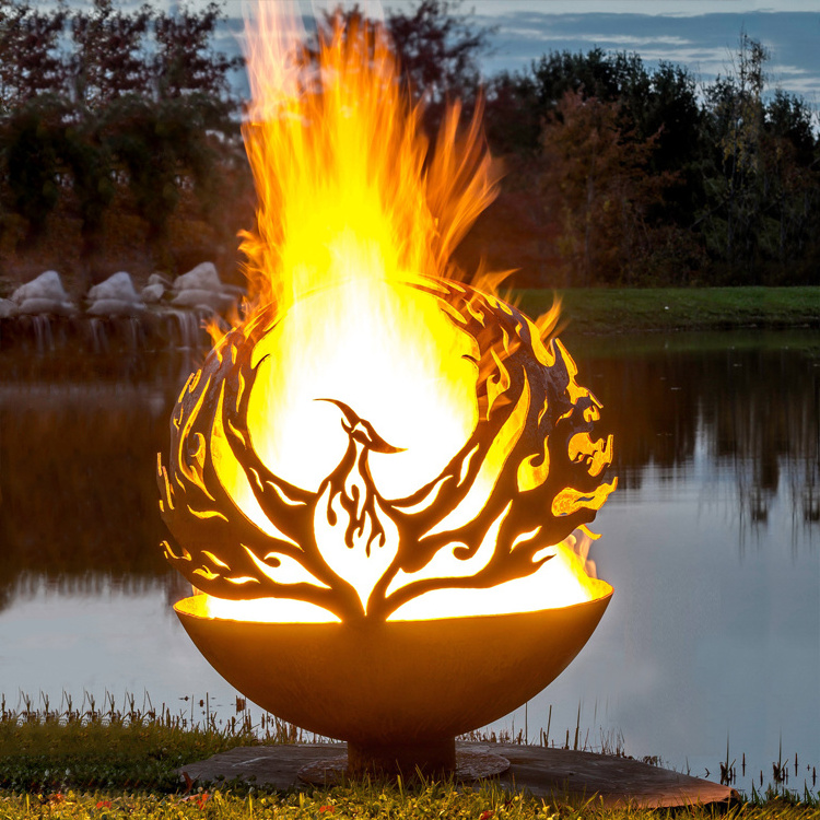 JH-Mech Garden Fire Sphere OEM Design Ball Outdoor Furniture Steel Globe Sphere Fire Pit