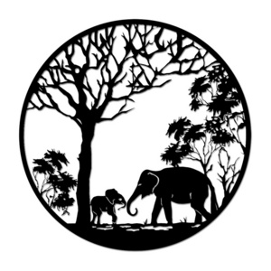 JH-Mech Easy to Hang Elephant Sculpture African Animals Lightweight Steel Laser Cut Metal Wall Art Decor