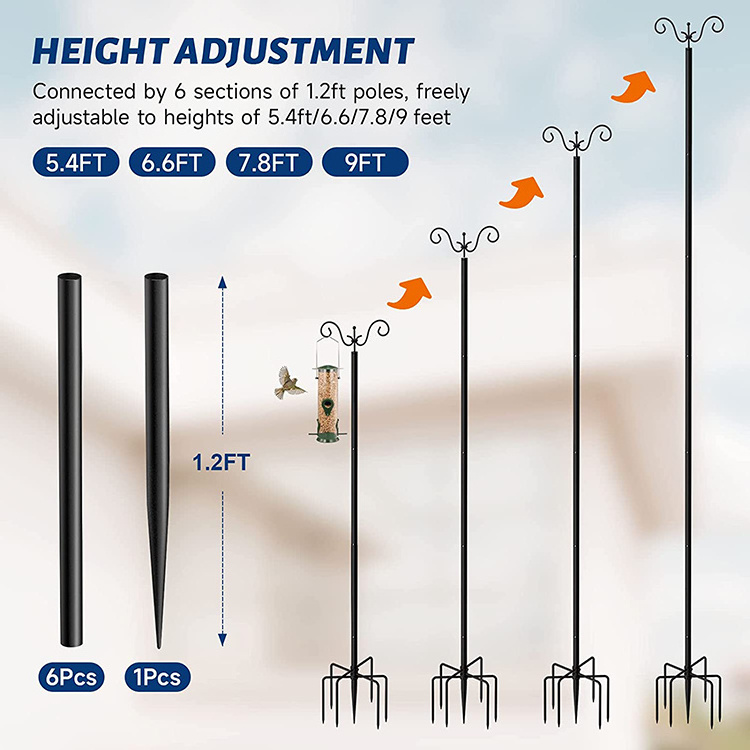 JH-Mech OEM Outdoor Easy Installation Widely Used Adjustable Height Waterproof Metal Iron Alloy String Light Poles