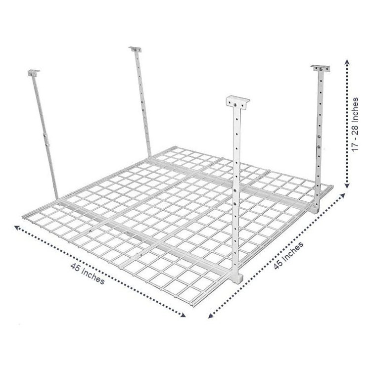 JH-Mech 45-Inch by 45-Inch Overhead Garage System Mount Garage Organization Hook Ceiling Storage Rack