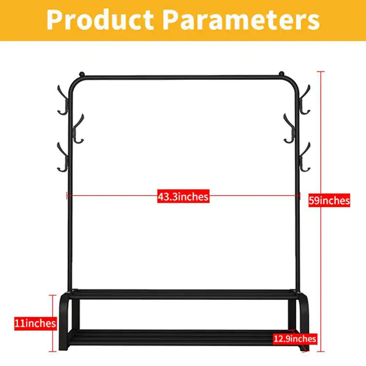 JH-Mech Multi-Functional Bedroom Clothing Rack Double Layer With Side Hook Design Metal Garment Rack Display Luxury Shelves