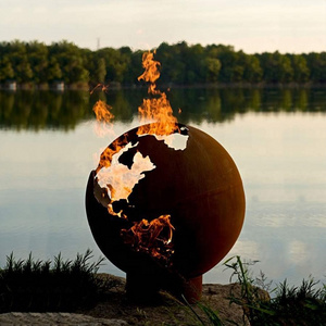 JH-Mech Custom 900 mm OEM Artwork Outdoor Wood Burner Patio Fire Pits Sphere