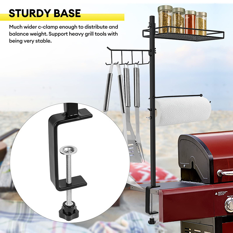 JH-Mech Grill BBQ Caddy with Outdoor Towel Holder Grill Accessory Storage Holder BBQ Tool and Accessory Organizer