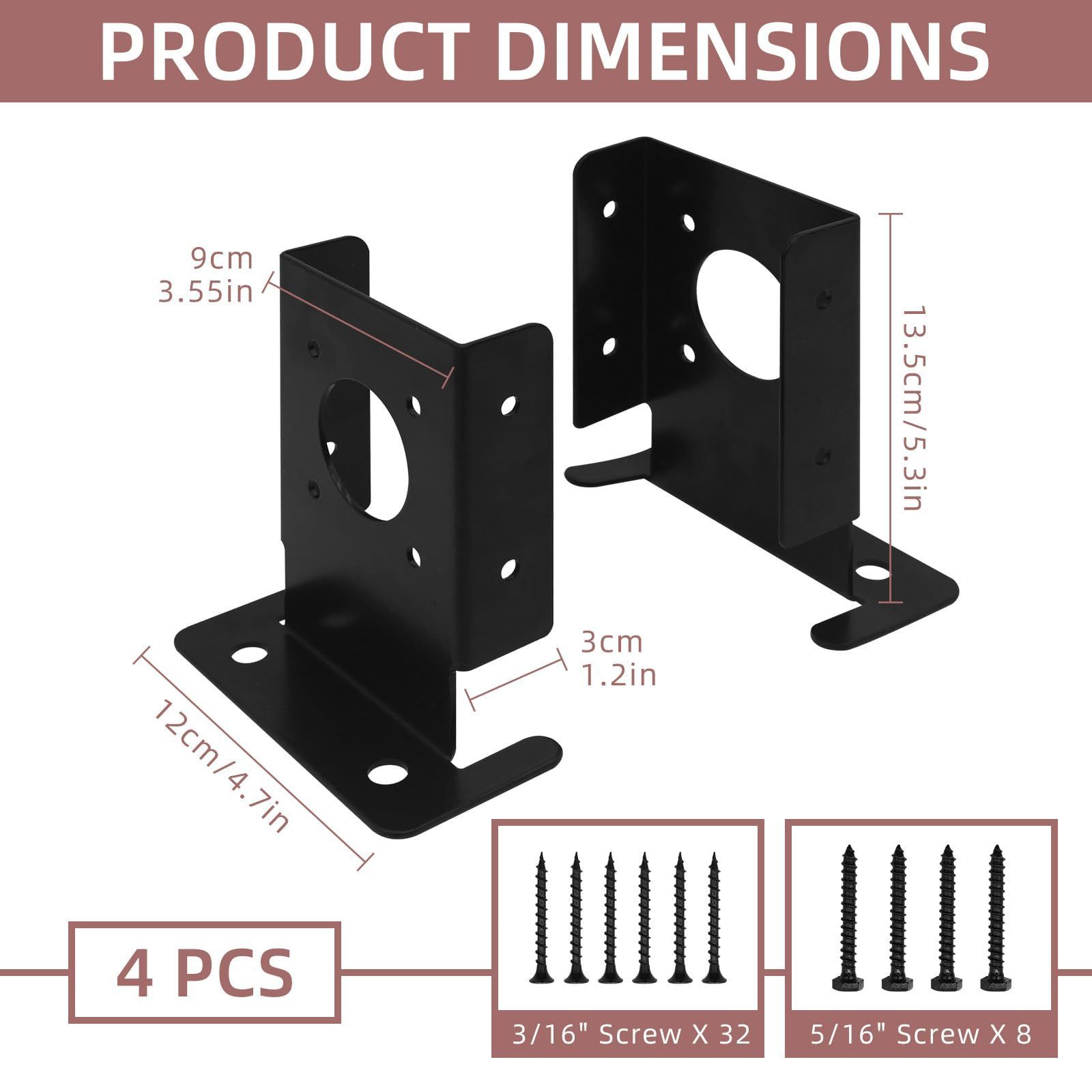 JH-Mech Post Holder Customized High Quality Wood Fence Pergola Brackets Carbon Steel Posts Base Plates