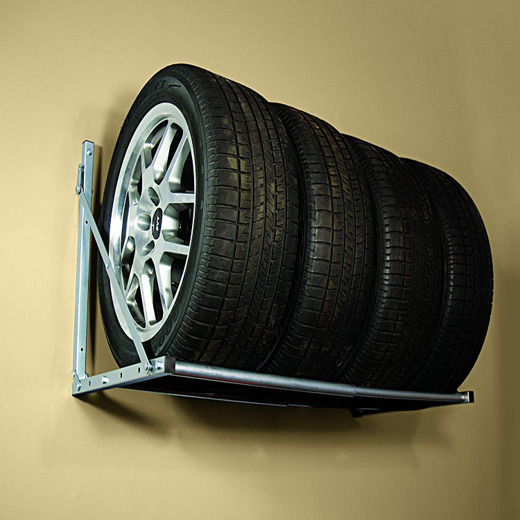 JH-Mech More Colors Available Garage Tire-Loft Multi Tire Storage System Wall Mount Folding Tire Wheel Storage Rack