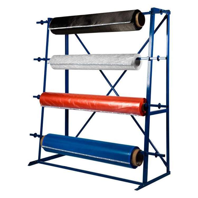 JH-Mech Fabric Roll Racks 6 Roller Capacity Durable Design Metal Fabric Rolling Display Rack Textile Fabric Roll Rack