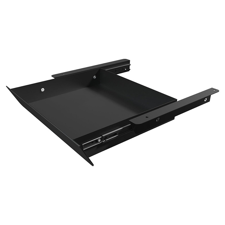 JH-Mech Under Desk Mounted Sliding Drawer 60 Degree Tilt Panel to Pull Out Large Storage Organizer Steel Under Desk Drawer