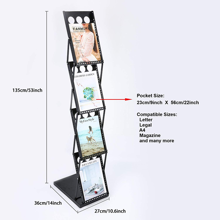 JH-Mech Brochure Display Stand Small Size And Easy To Carry High Quality Metal Magazine Display Racks