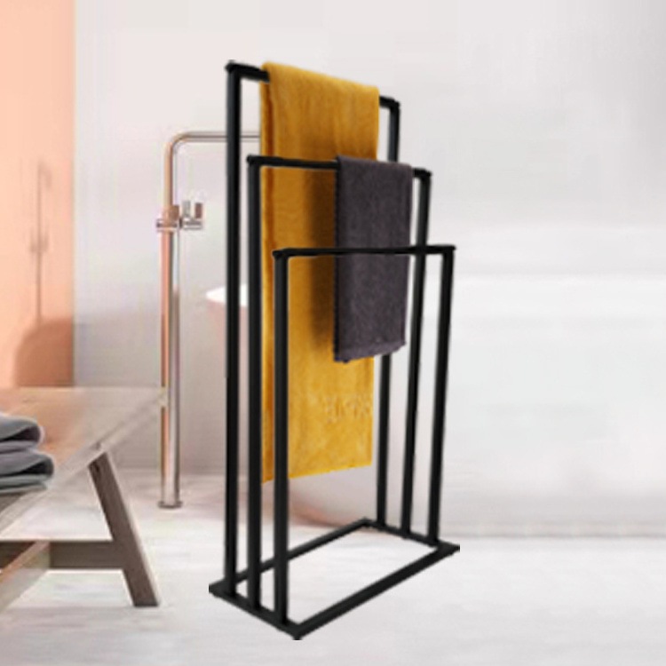 JH-Mech New Portable Hotel Shower Room lavatory Tall Metal square Freestanding 3 Tier Towel Rack