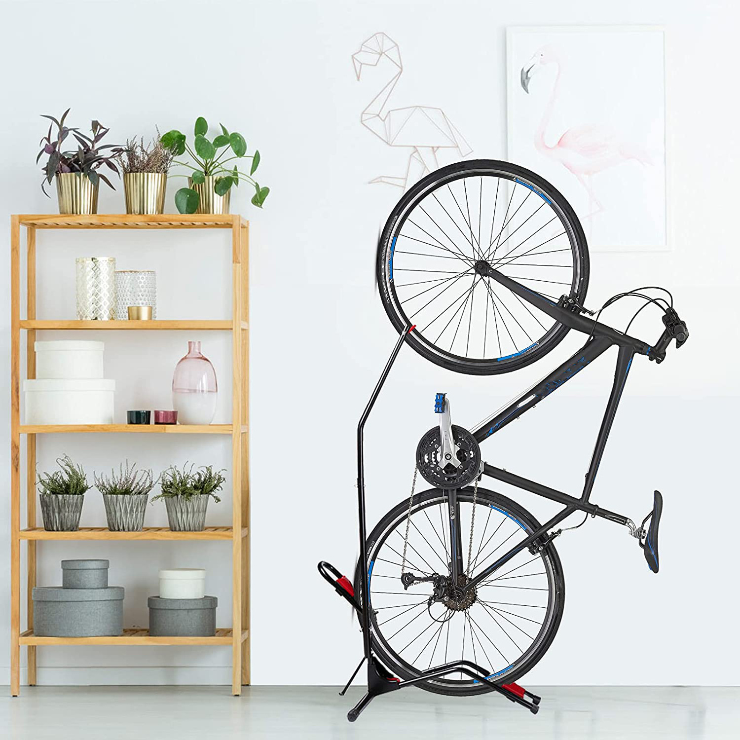 JH-Mech Saving Space Stand Up Folding Outdoor Alloy Multiple Bicycle Stand for Park and Garage Bike Rack